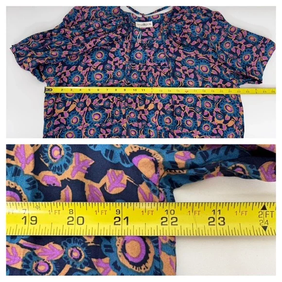 Natural Life Blue Purple Orange Dark Floral Long Sleeve Maxi Dress Nwt Size XL - Picture 16 of 16